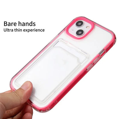 For iPhone 15 Case with Card Holder Slot TPU + PC Anti-Drop Protective Phone Cover