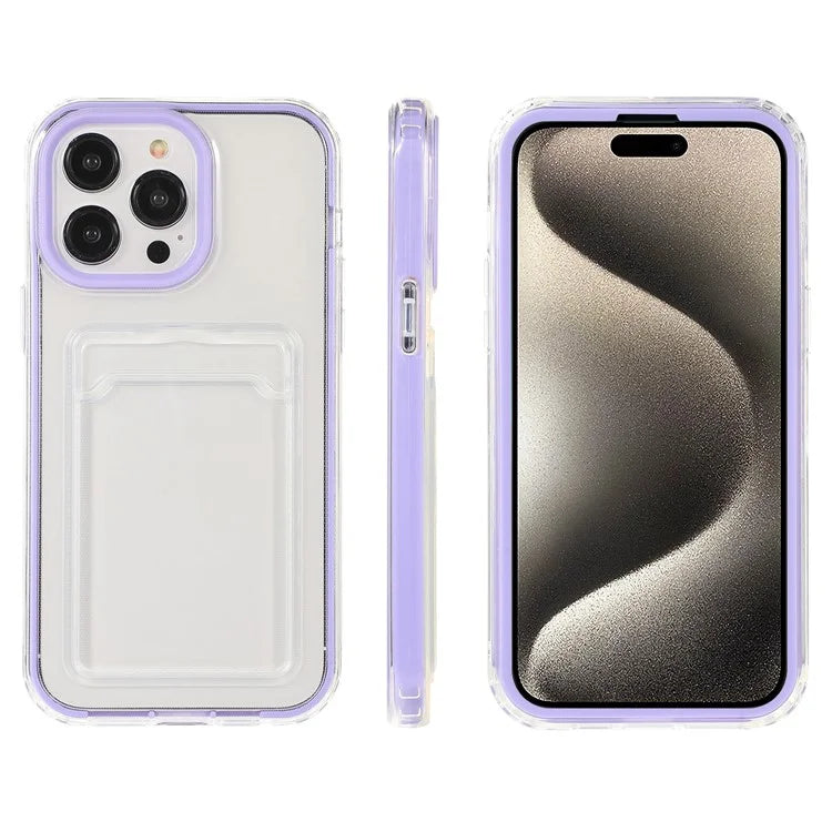 For iPhone 15 Pro Max Clear Phone Case Card Slot Slim Fit Cover