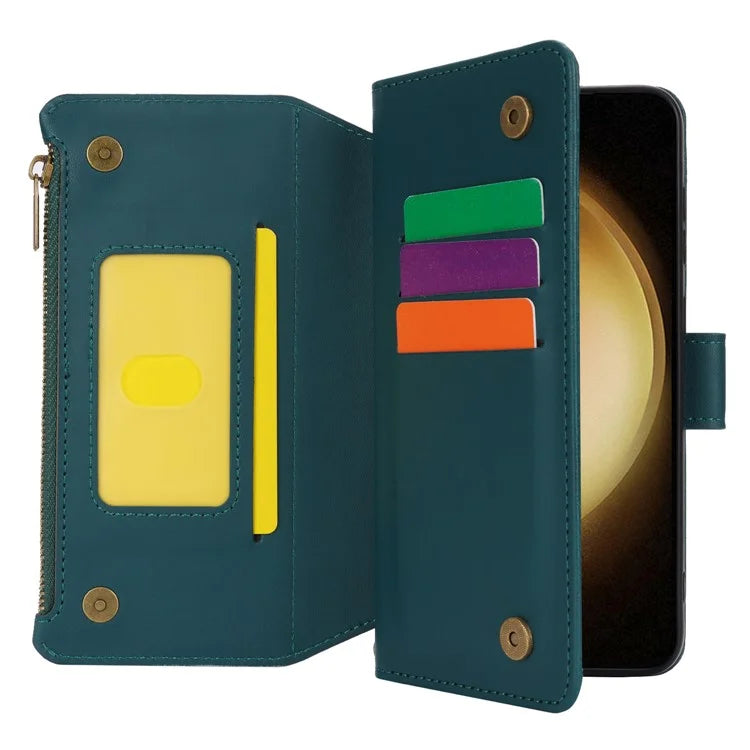 For Samsung Galaxy S22+ 5G Cell Phone Case Scratch Resistant Multiple Card Slots Leather Cover