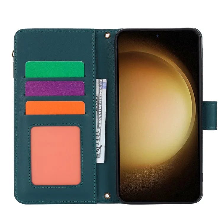 For Samsung Galaxy S22+ 5G Cell Phone Case Scratch Resistant Multiple Card Slots Leather Cover