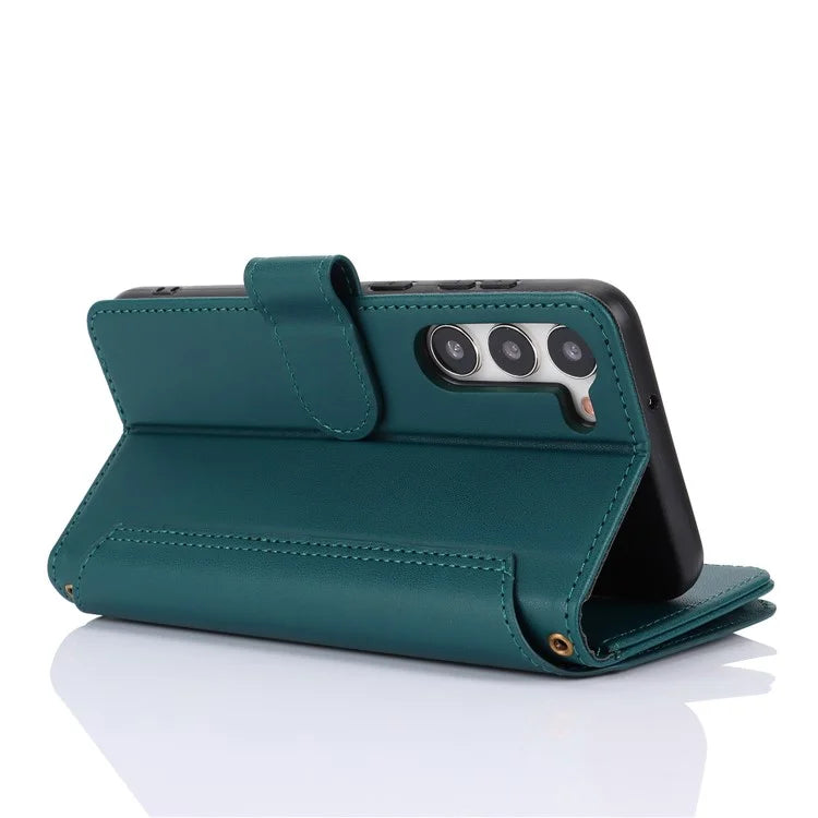 For Samsung Galaxy S22+ 5G Cell Phone Case Scratch Resistant Multiple Card Slots Leather Cover