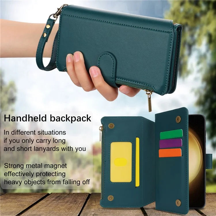 For Samsung Galaxy S22+ 5G Cell Phone Case Scratch Resistant Multiple Card Slots Leather Cover