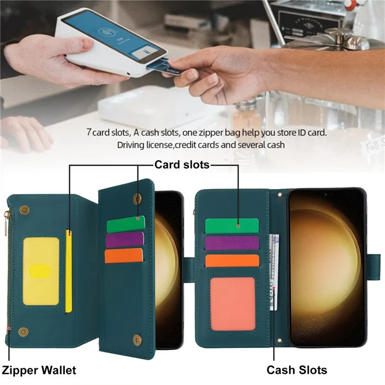 For Samsung Galaxy S22+ 5G Cell Phone Case Scratch Resistant Multiple Card Slots Leather Cover