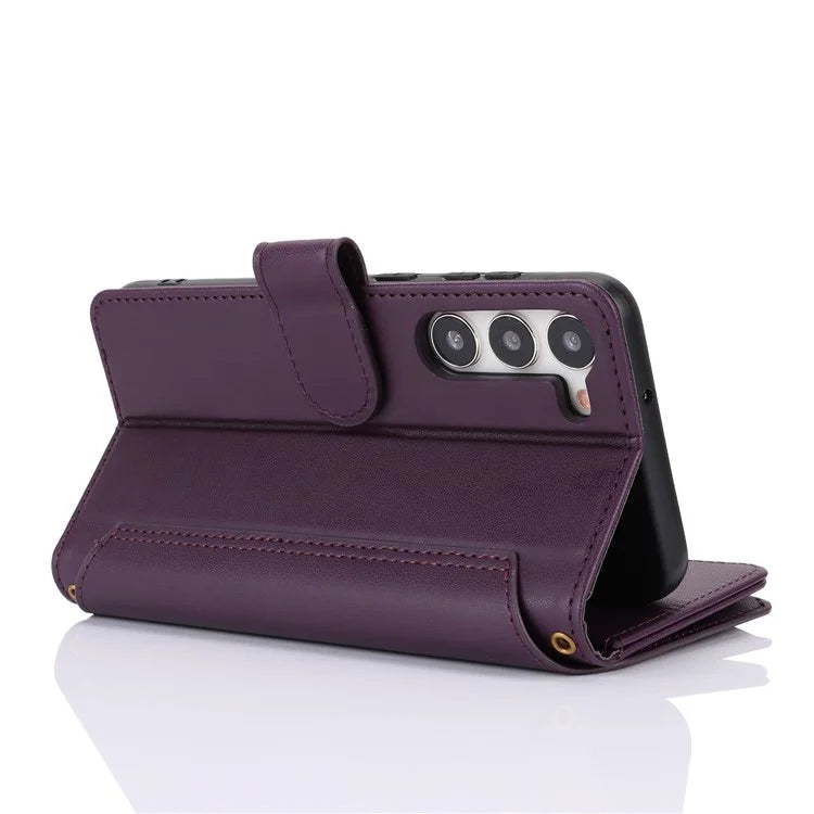 For Samsung Galaxy S22+ 5G Cell Phone Case Scratch Resistant Multiple Card Slots Leather Cover