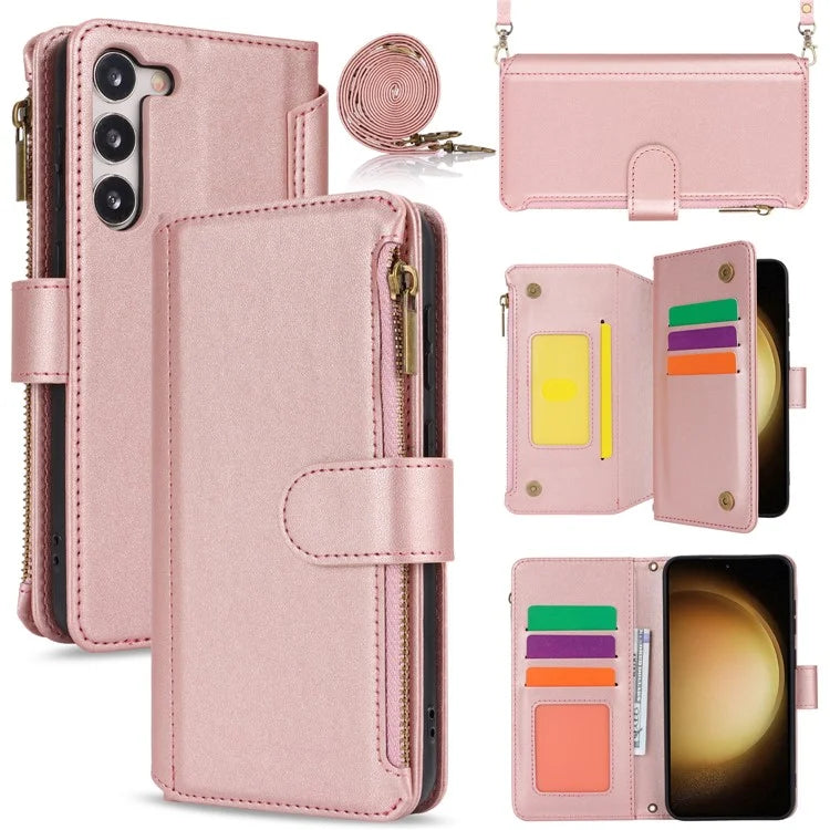 For Samsung Galaxy S22+ 5G Cell Phone Case Scratch Resistant Multiple Card Slots Leather Cover