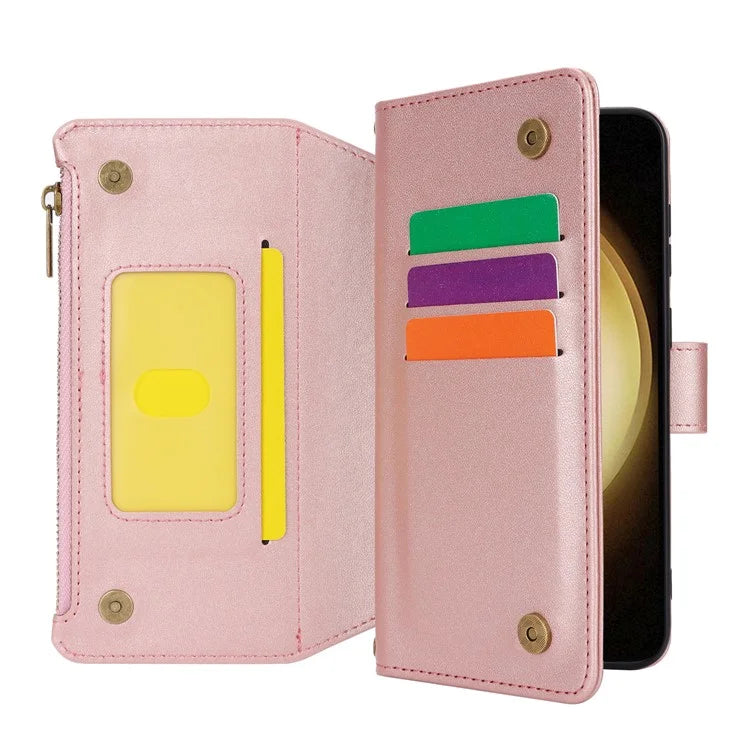 For Samsung Galaxy S22+ 5G Cell Phone Case Scratch Resistant Multiple Card Slots Leather Cover