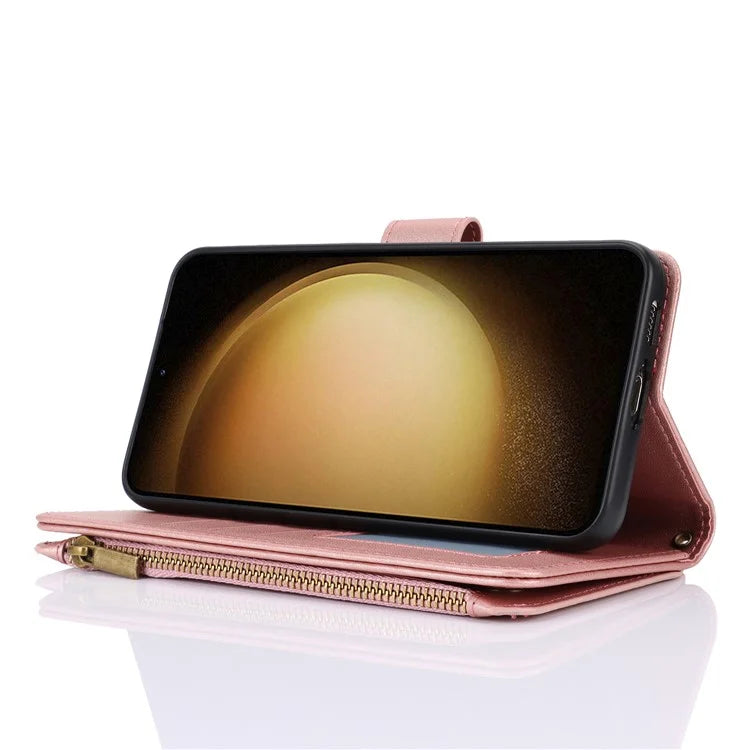 For Samsung Galaxy S22+ 5G Cell Phone Case Scratch Resistant Multiple Card Slots Leather Cover