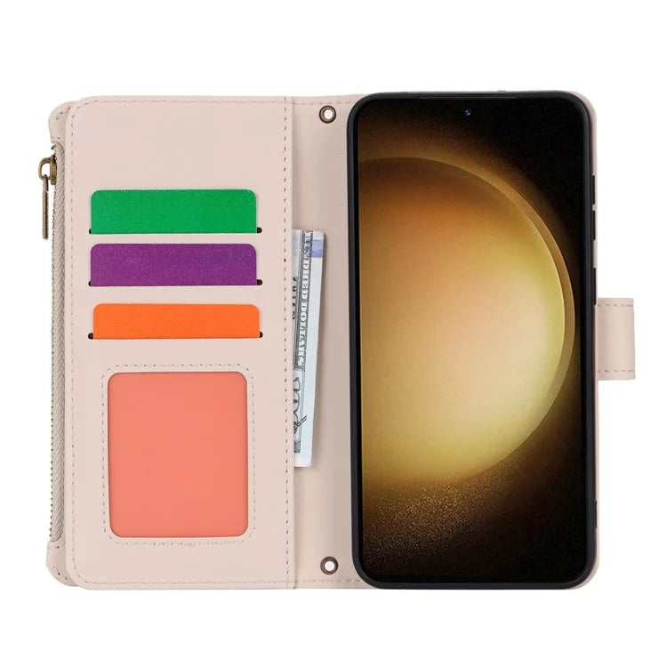 For Samsung Galaxy S22+ 5G Cell Phone Case Scratch Resistant Multiple Card Slots Leather Cover