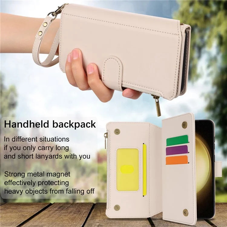 For Samsung Galaxy S22+ 5G Cell Phone Case Scratch Resistant Multiple Card Slots Leather Cover