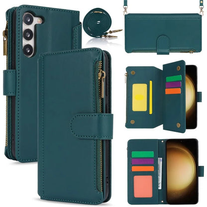 For Samsung Galaxy S22 5G Cover RFID Blocking Card Slots PU Leather Cell Phone Case