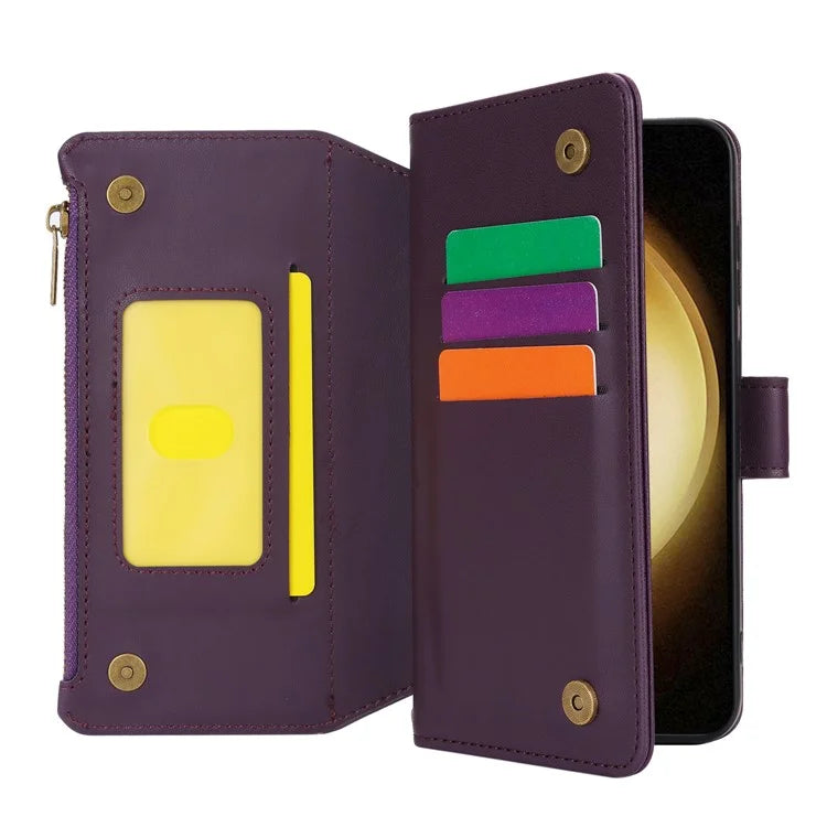 For Samsung Galaxy S22 5G Cover RFID Blocking Card Slots PU Leather Cell Phone Case