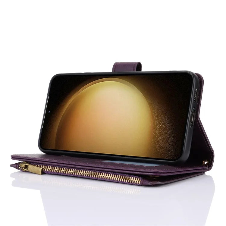 For Samsung Galaxy S22 5G Cover RFID Blocking Card Slots PU Leather Cell Phone Case