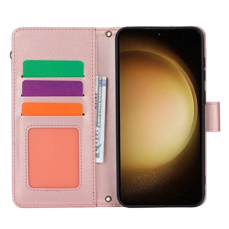 For Samsung Galaxy S22 5G Cover RFID Blocking Card Slots PU Leather Cell Phone Case