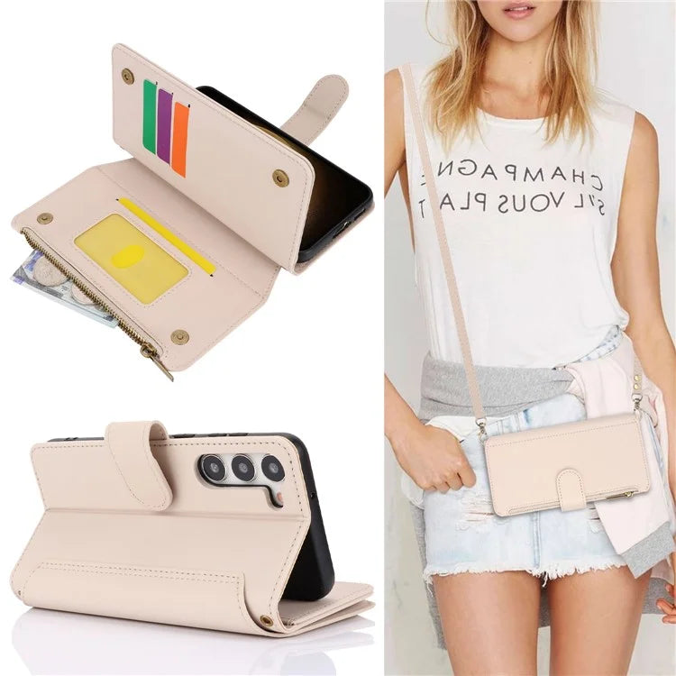 For Samsung Galaxy S22 5G Cover RFID Blocking Card Slots PU Leather Cell Phone Case