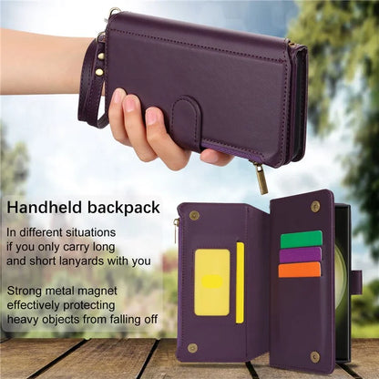 For Samsung Galaxy S22 Ultra 5G Cover RFID Blocking Card Slots PU Leather Stand Shell