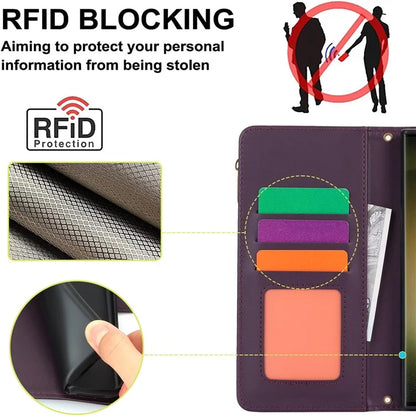 For Samsung Galaxy S22 Ultra 5G Cover RFID Blocking Card Slots PU Leather Stand Shell