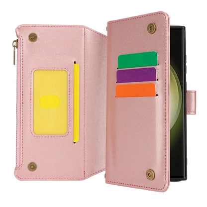 For Samsung Galaxy S22 Ultra 5G Cover RFID Blocking Card Slots PU Leather Stand Shell