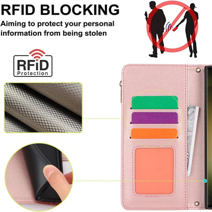 For Samsung Galaxy S22 Ultra 5G Cover RFID Blocking Card Slots PU Leather Stand Shell