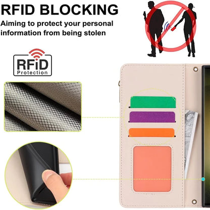 For Samsung Galaxy S22 Ultra 5G Cover RFID Blocking Card Slots PU Leather Stand Shell