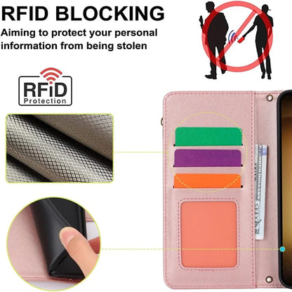 For Samsung Galaxy S23 Cover Fall-proof RFID Blocking PU Leather Wallet Shell