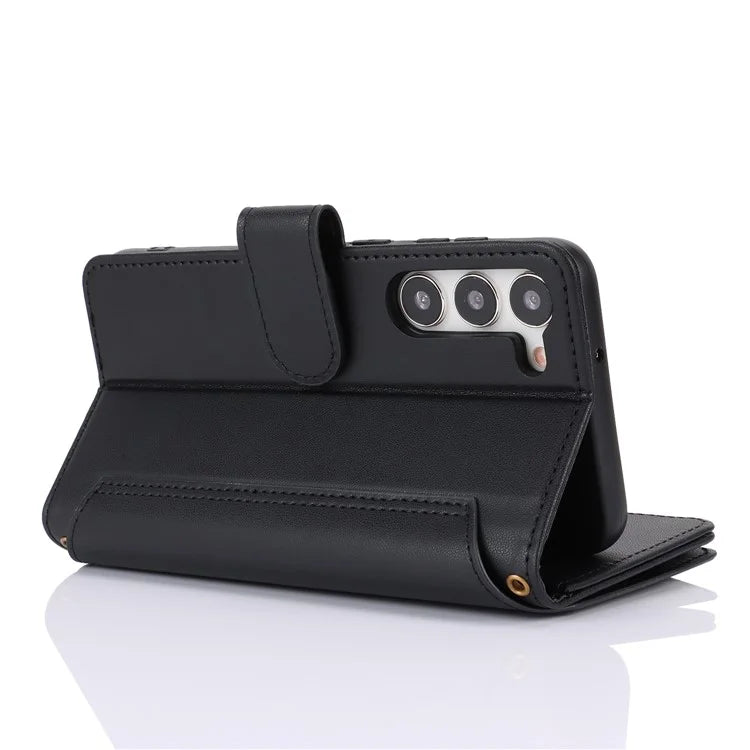 For Samsung Galaxy S23 Cover Fall-proof RFID Blocking PU Leather Wallet Shell