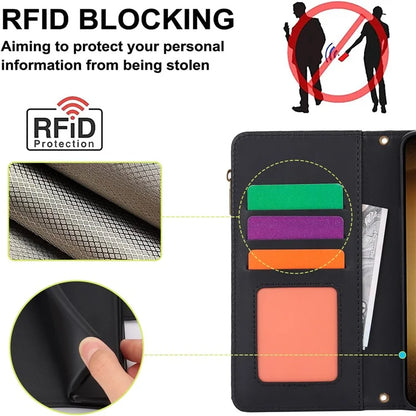 For Samsung Galaxy S23 Cover Fall-proof RFID Blocking PU Leather Wallet Shell