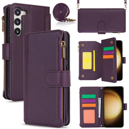 For Samsung Galaxy S23 Cover Fall-proof RFID Blocking PU Leather Wallet Shell