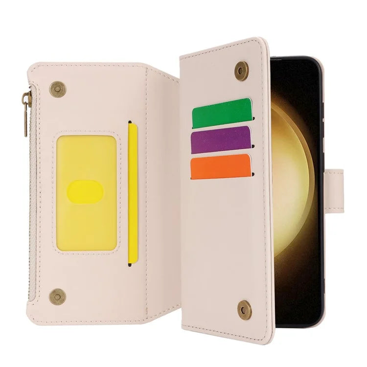 For Samsung Galaxy S23 Cover Fall-proof RFID Blocking PU Leather Wallet Shell