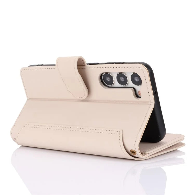 For Samsung Galaxy S23 Cover Fall-proof RFID Blocking PU Leather Wallet Shell