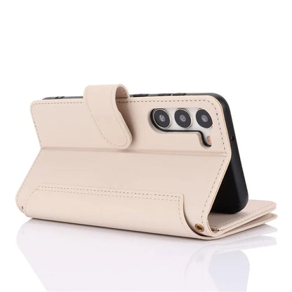 For Samsung Galaxy S23 Cover Fall-proof RFID Blocking PU Leather Wallet Shell