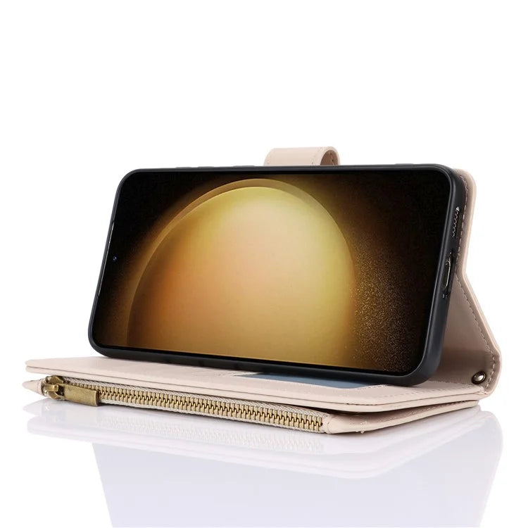 For Samsung Galaxy S23 Cover Fall-proof RFID Blocking PU Leather Wallet Shell