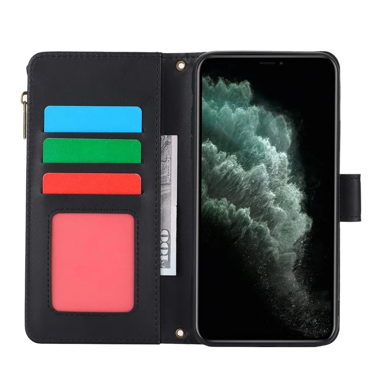 For iPhone 11 Pro Phone Cover RFID Blocking PU Leather Wallet Shell