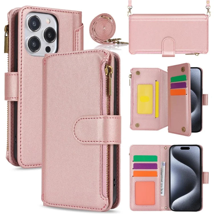 For iPhone 14 Pro Phone Cover Well-protected PU Leather Wallet Shell