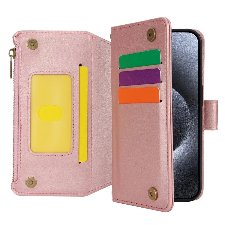 For iPhone 14 Pro Phone Cover Well-protected PU Leather Wallet Shell