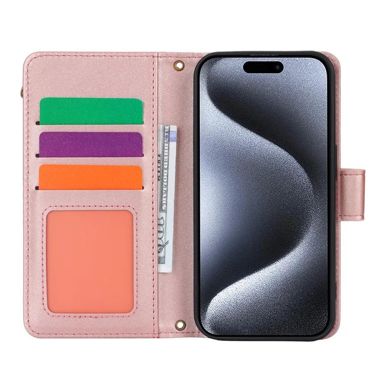 For iPhone 14 Pro Phone Cover Well-protected PU Leather Wallet Shell
