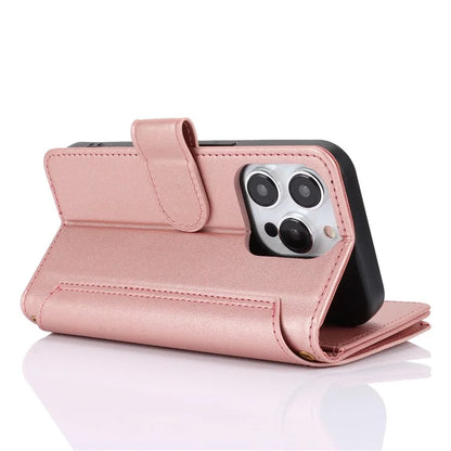 For iPhone 14 Pro Phone Cover Well-protected PU Leather Wallet Shell
