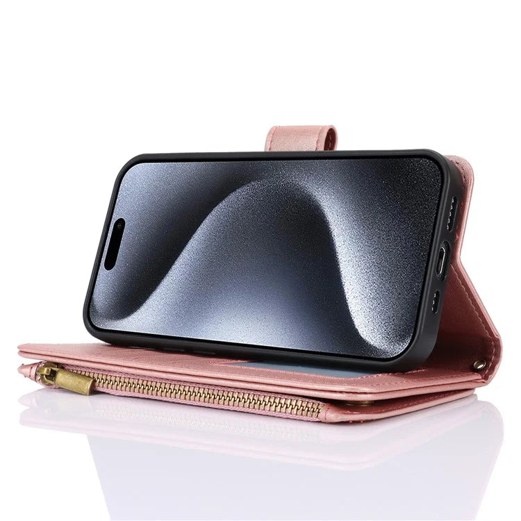 For iPhone 14 Pro Phone Cover Well-protected PU Leather Wallet Shell