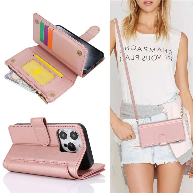 For iPhone 14 Pro Phone Cover Well-protected PU Leather Wallet Shell