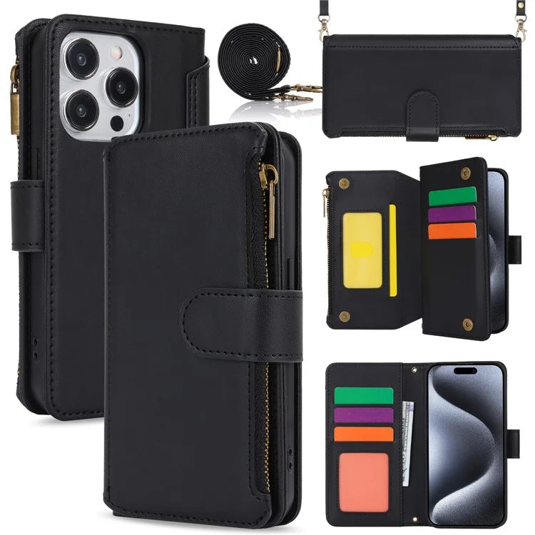 For iPhone 14 Pro Phone Cover Well-protected PU Leather Wallet Shell