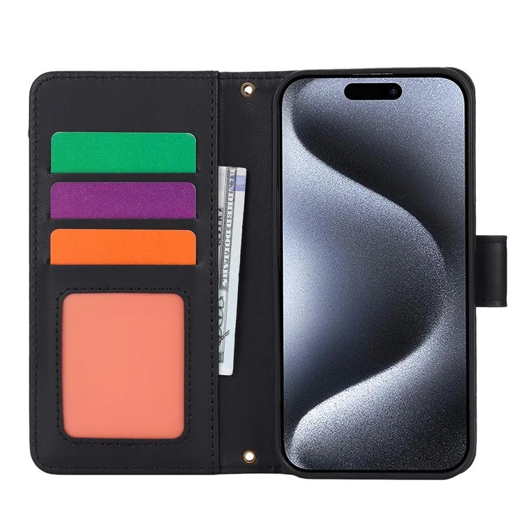 For iPhone 14 Pro Phone Cover Well-protected PU Leather Wallet Shell