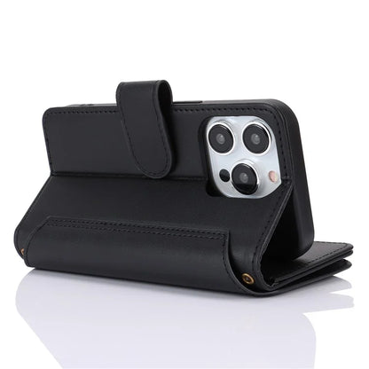 For iPhone 14 Pro Phone Cover Well-protected PU Leather Wallet Shell