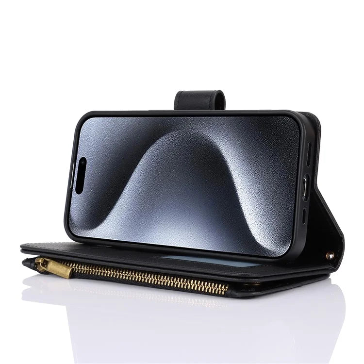 For iPhone 14 Pro Phone Cover Well-protected PU Leather Wallet Shell