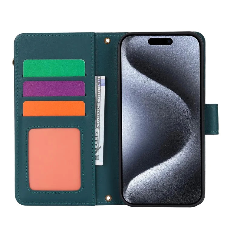 For iPhone 14 Pro Phone Cover Well-protected PU Leather Wallet Shell