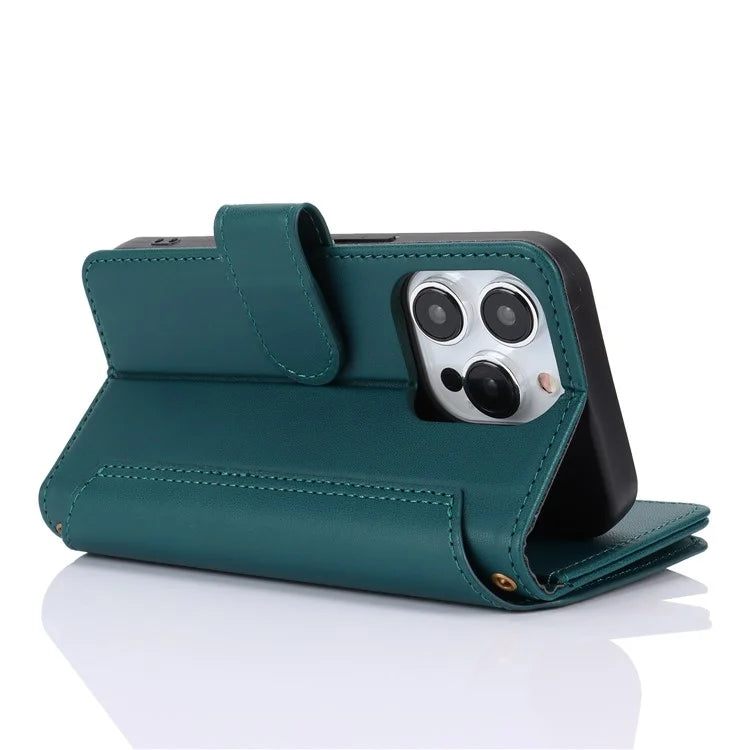 For iPhone 14 Pro Phone Cover Well-protected PU Leather Wallet Shell
