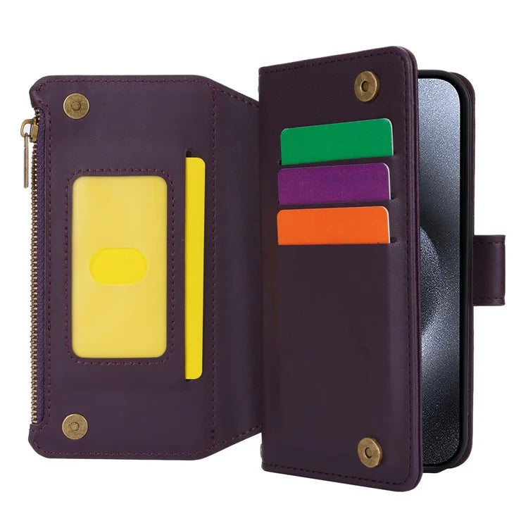 For iPhone 14 Pro Phone Cover Well-protected PU Leather Wallet Shell