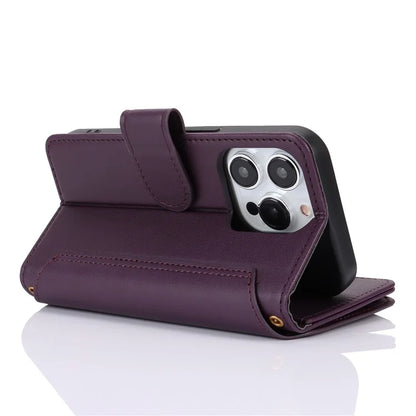 For iPhone 14 Pro Phone Cover Well-protected PU Leather Wallet Shell