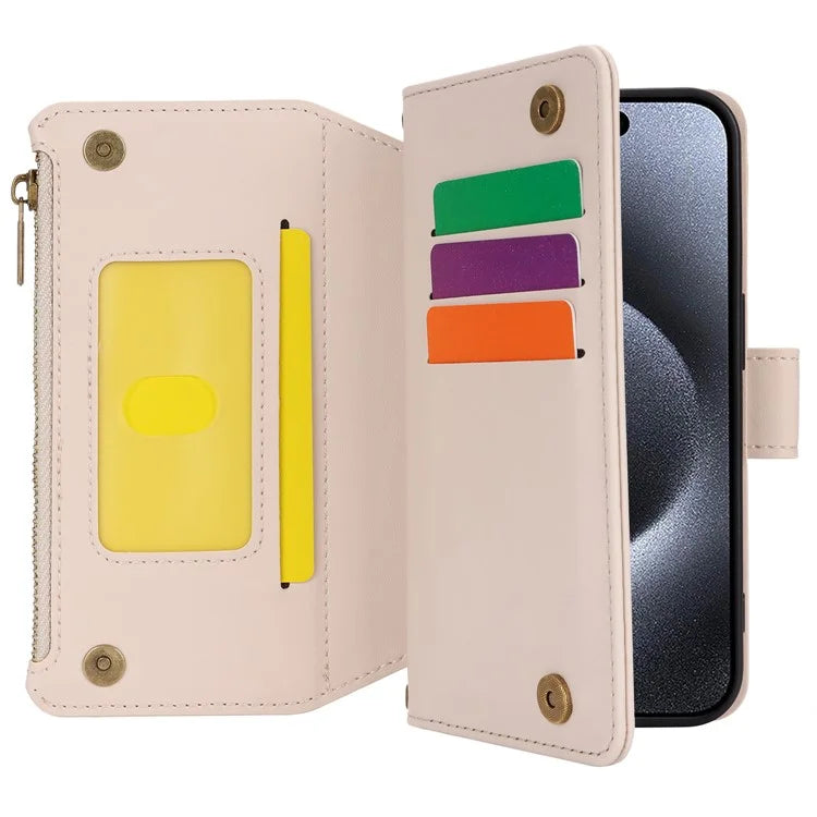 For iPhone 14 Pro Phone Cover Well-protected PU Leather Wallet Shell
