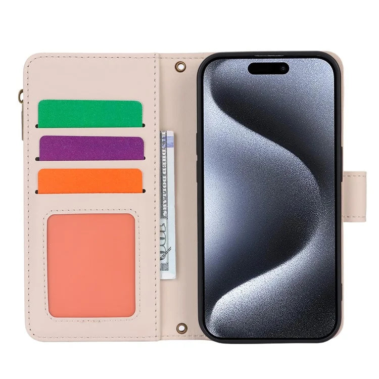 For iPhone 14 Pro Phone Cover Well-protected PU Leather Wallet Shell