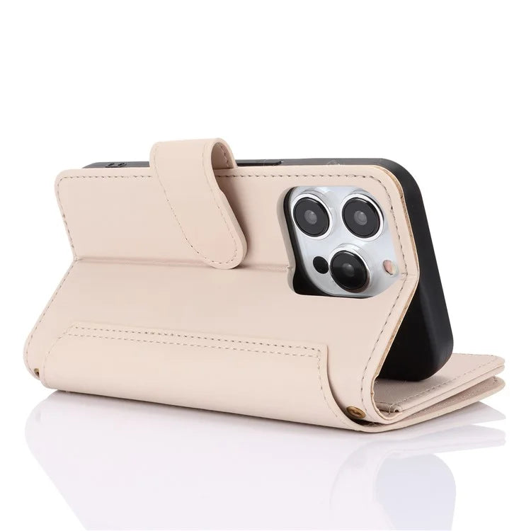 For iPhone 14 Pro Phone Cover Well-protected PU Leather Wallet Shell