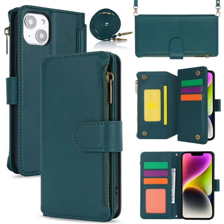 For iPhone 15 Phone Cover Full Protection PU Leather Wallet Shell